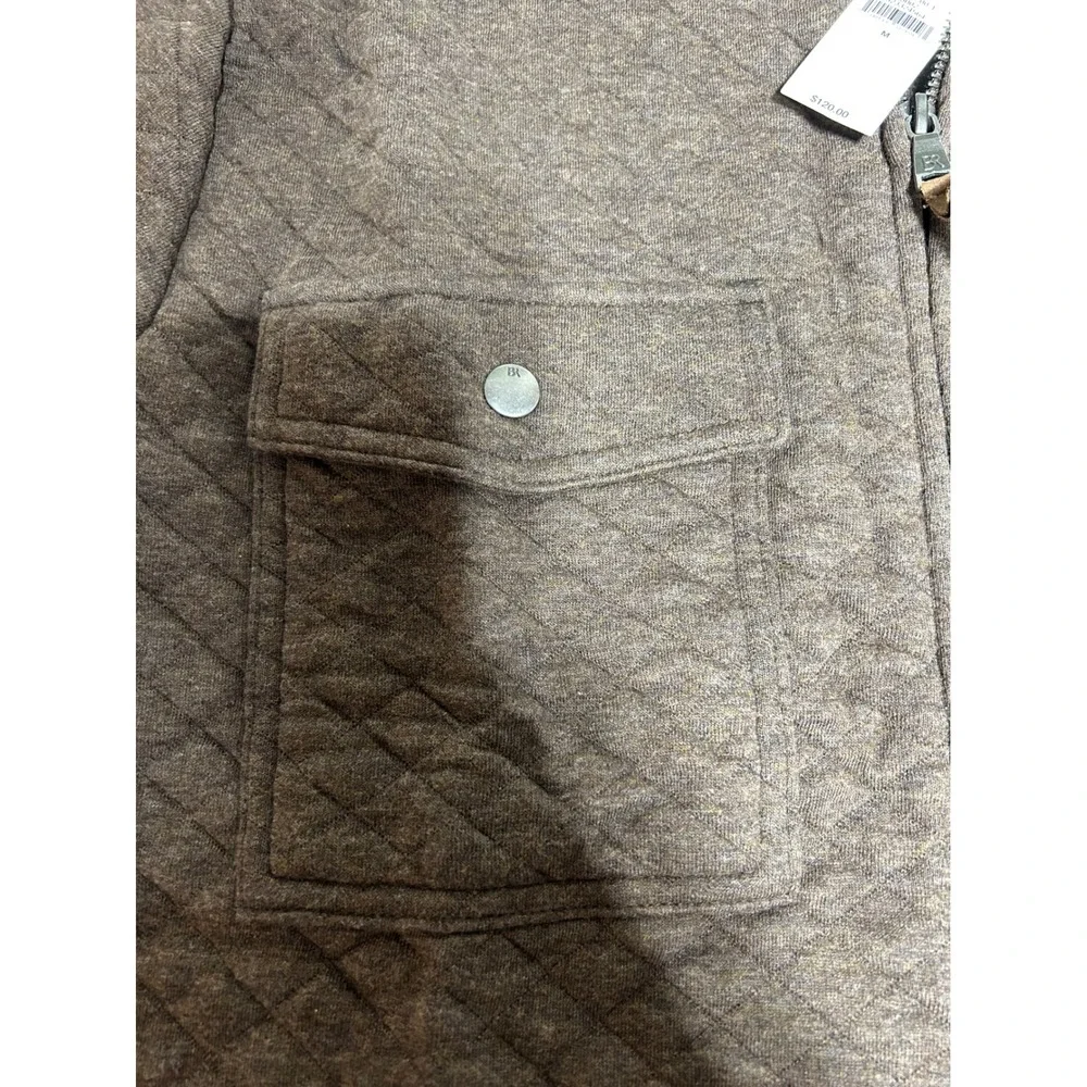 Banana Republic‎ Jacket Mens M Brown Quilted Full Zip Mock Neck Mock Neck Pocket